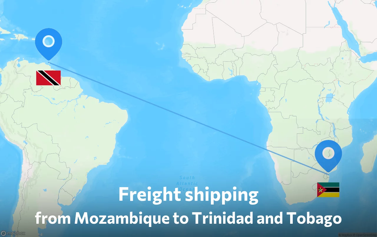 Shipping route from Mozambique to Trinidad and Tobago