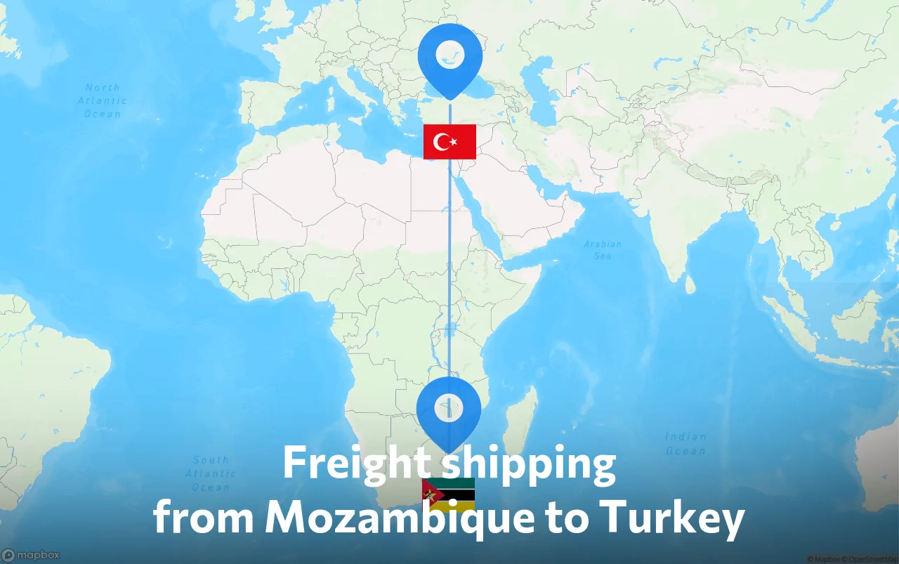 Shipping route from Mozambique to Turkey