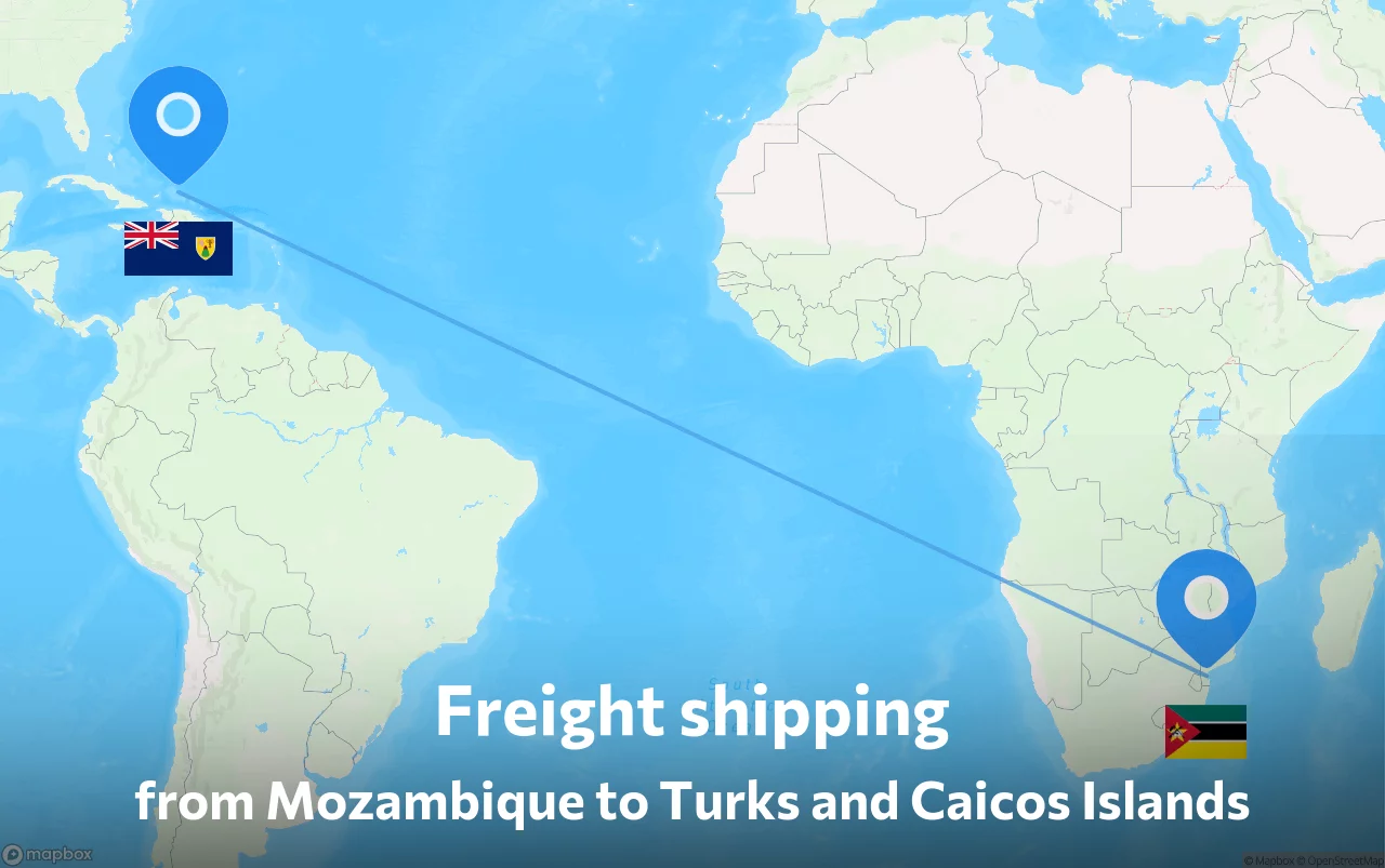 Shipping route from Mozambique to Turks and Caicos Islands