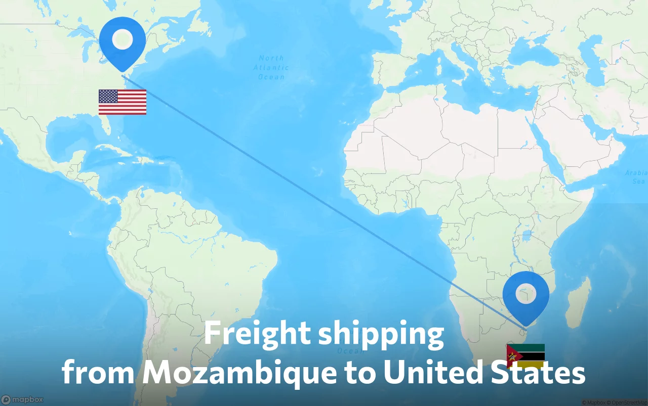 Shipping route from Mozambique to United States