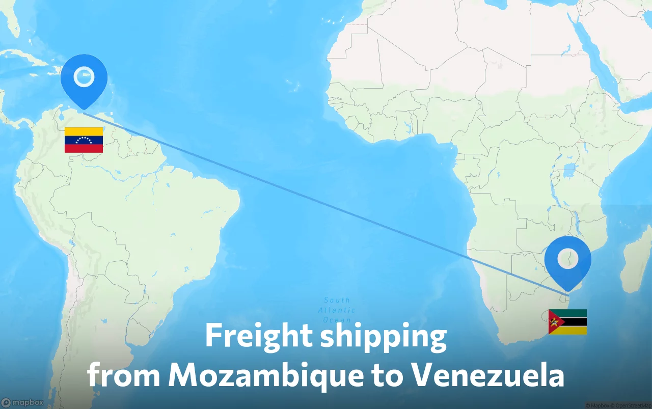 Shipping route from Mozambique to Venezuela