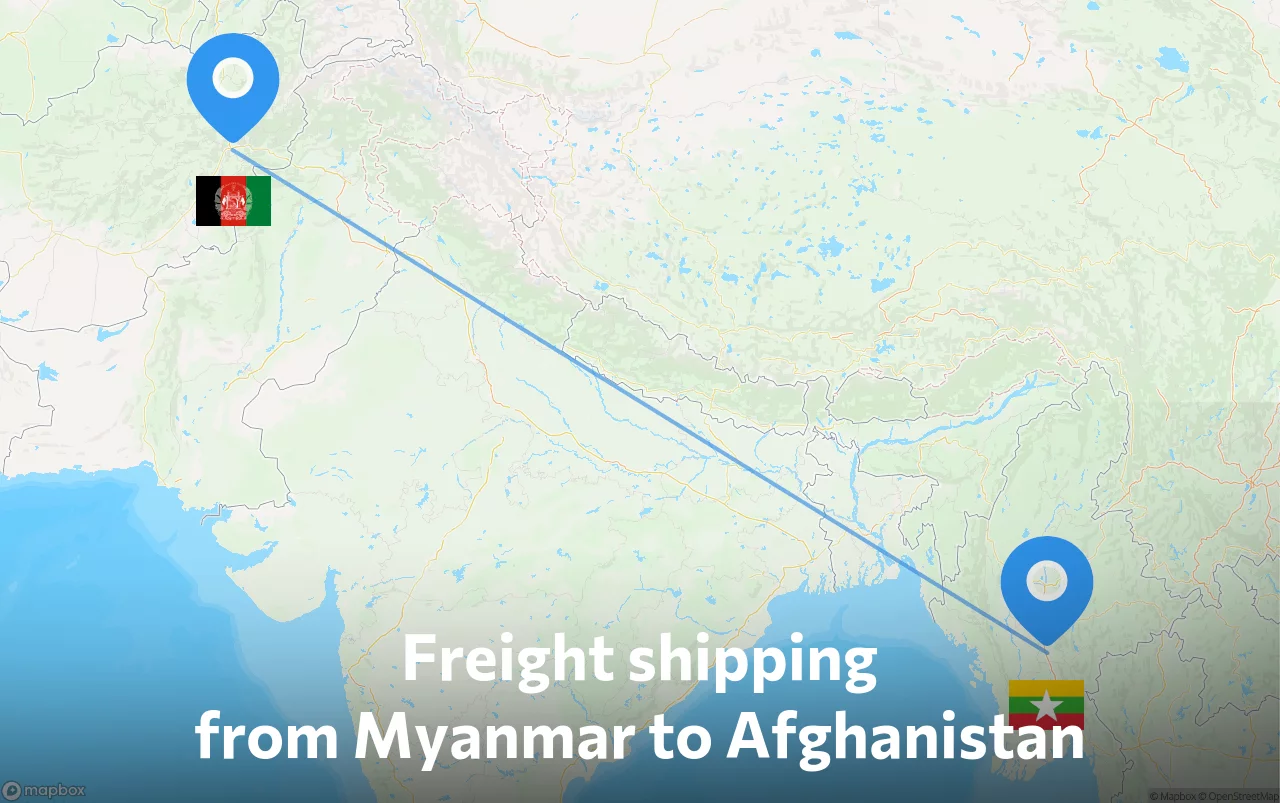 Shipping route from Myanmar to Afghanistan