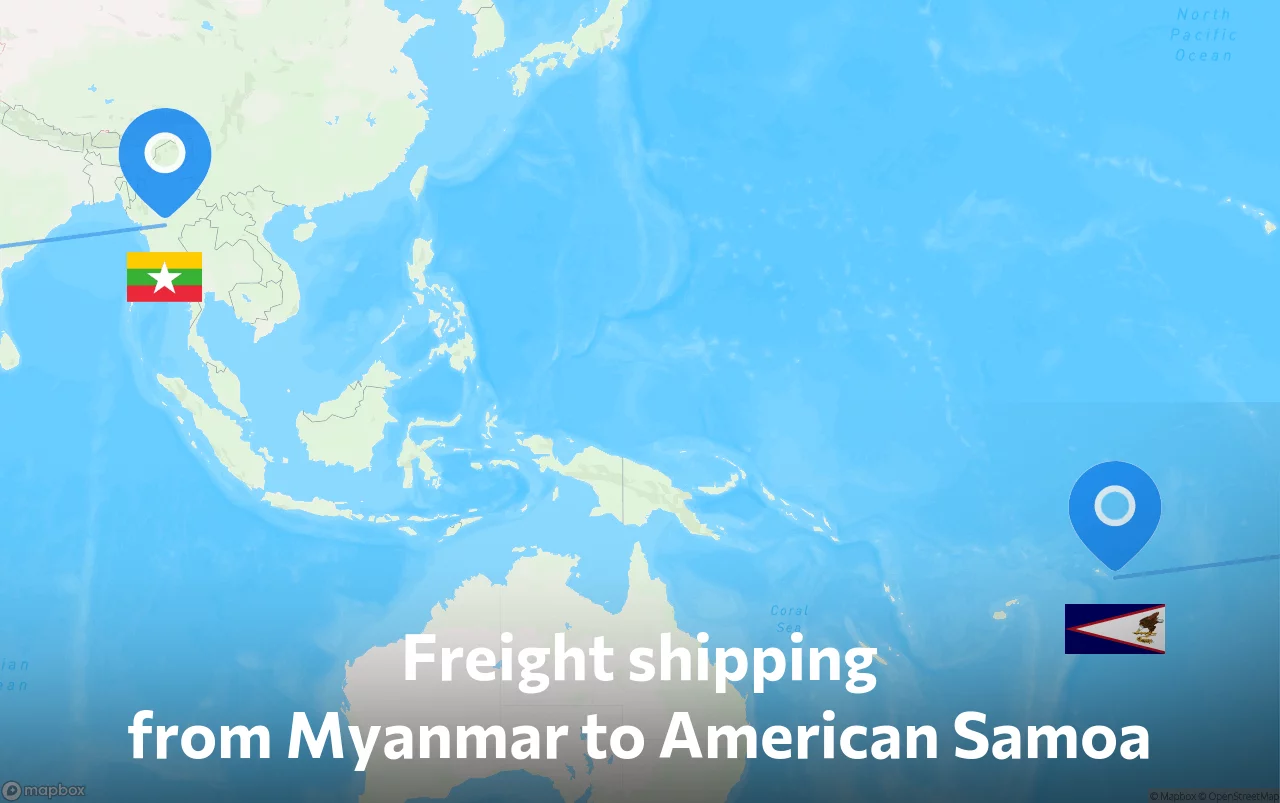 Shipping route from Myanmar to American Samoa