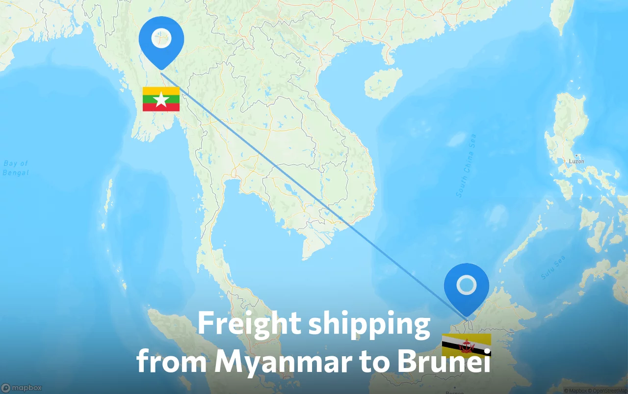 Shipping route from Myanmar to Brunei