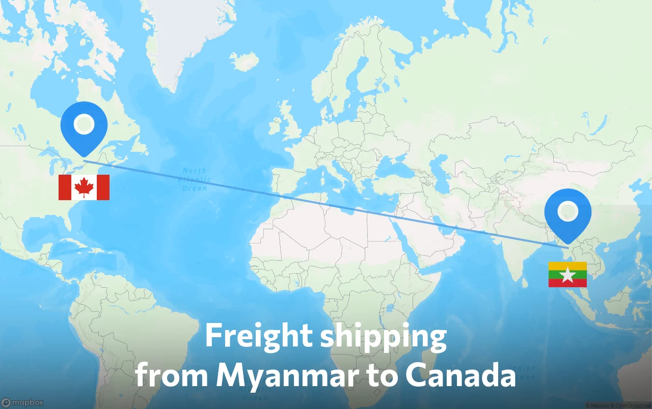 Shipping route from Myanmar to Canada
