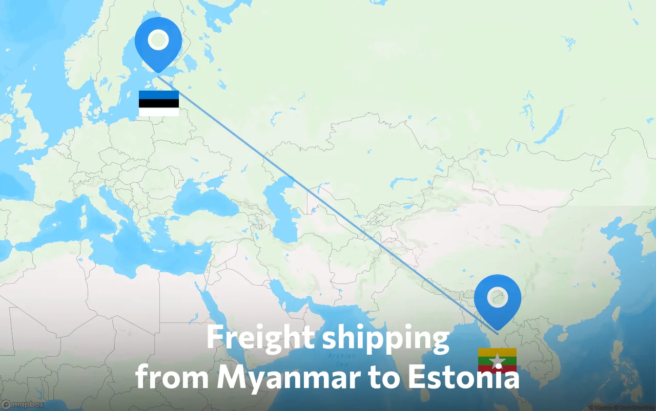 Shipping route from Myanmar to Estonia