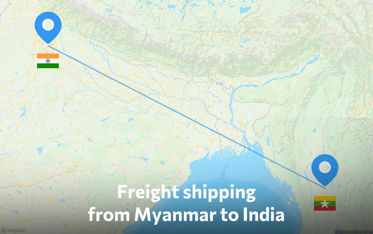 Shipping route from Myanmar to India