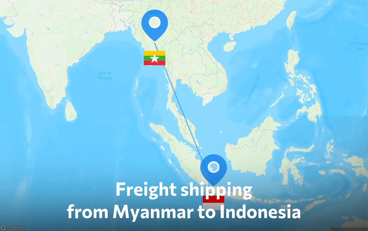 Shipping route from Myanmar to Indonesia