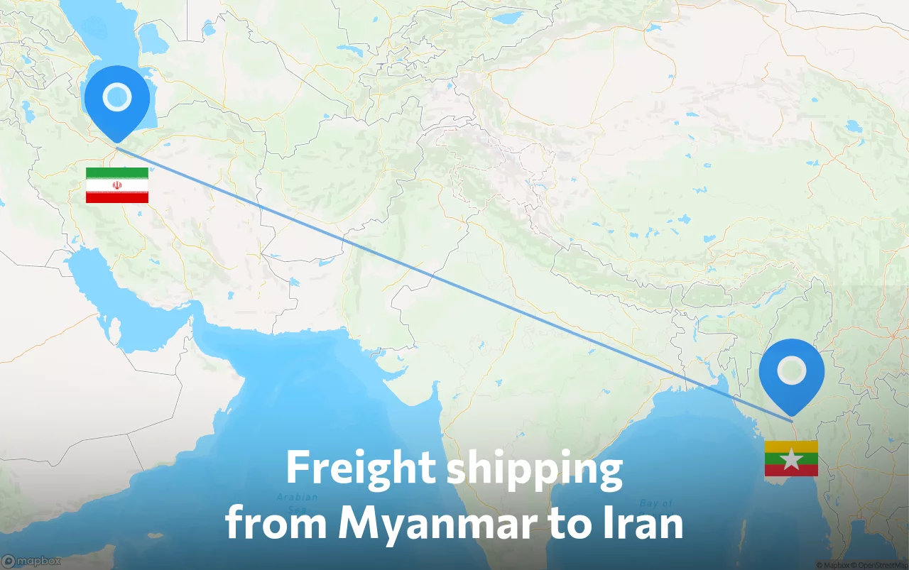 Shipping route from Myanmar to Iran