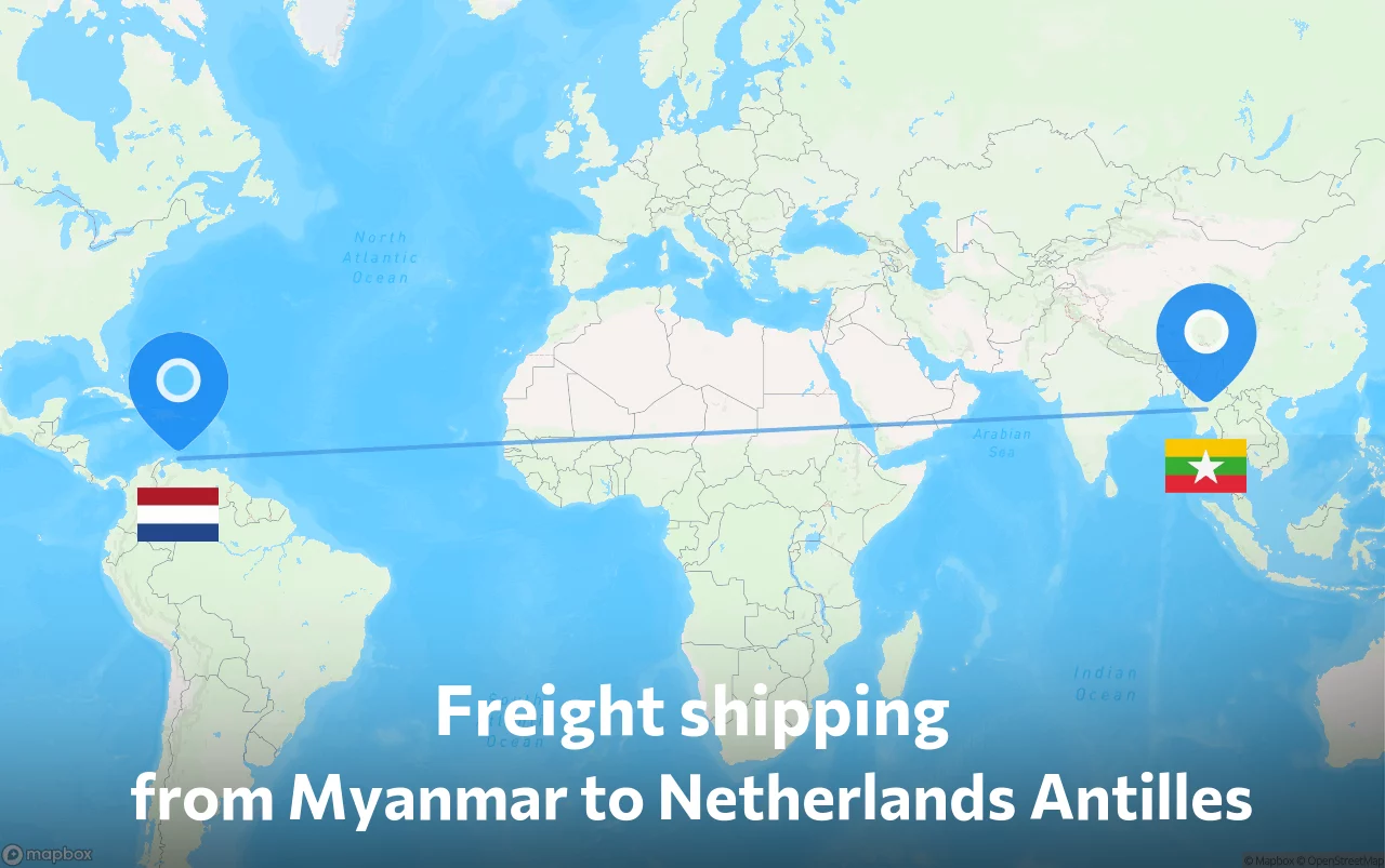 Shipping route from Myanmar to Netherlands Antilles