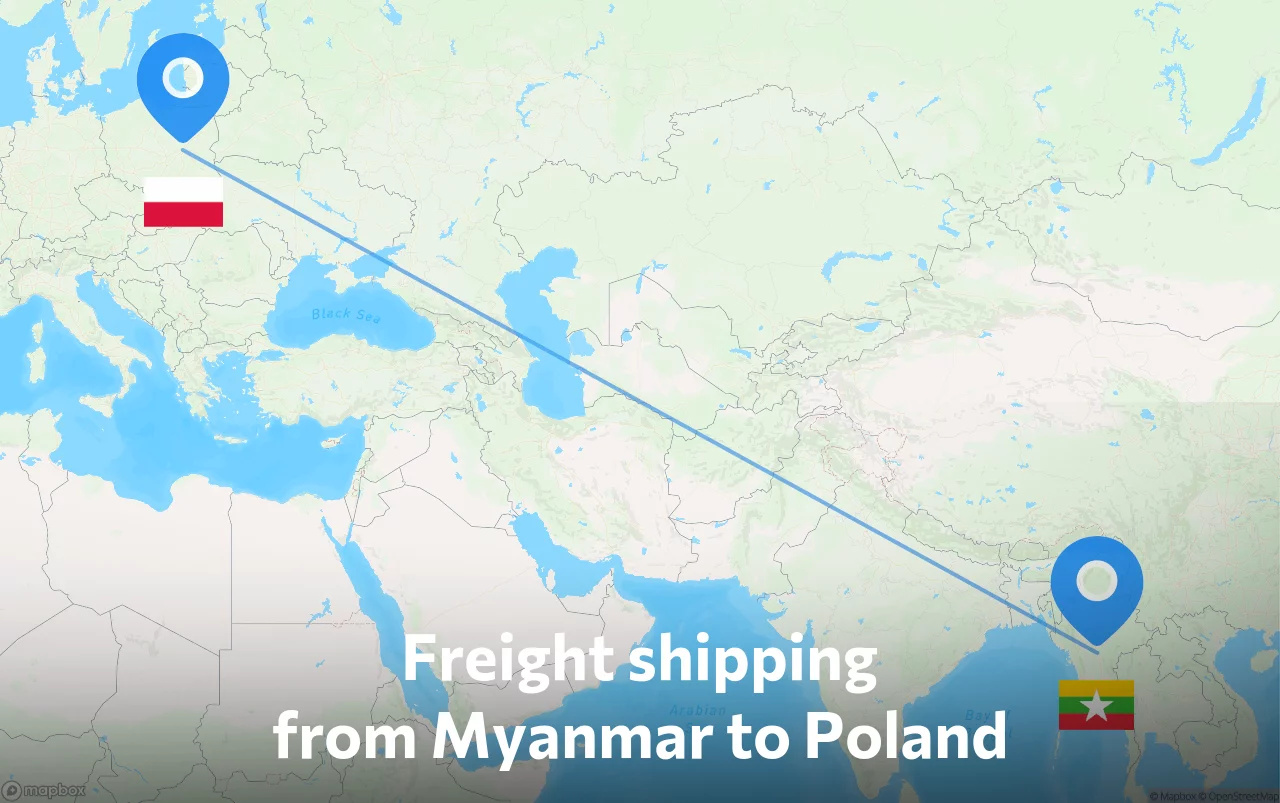 Shipping route from Myanmar to Poland