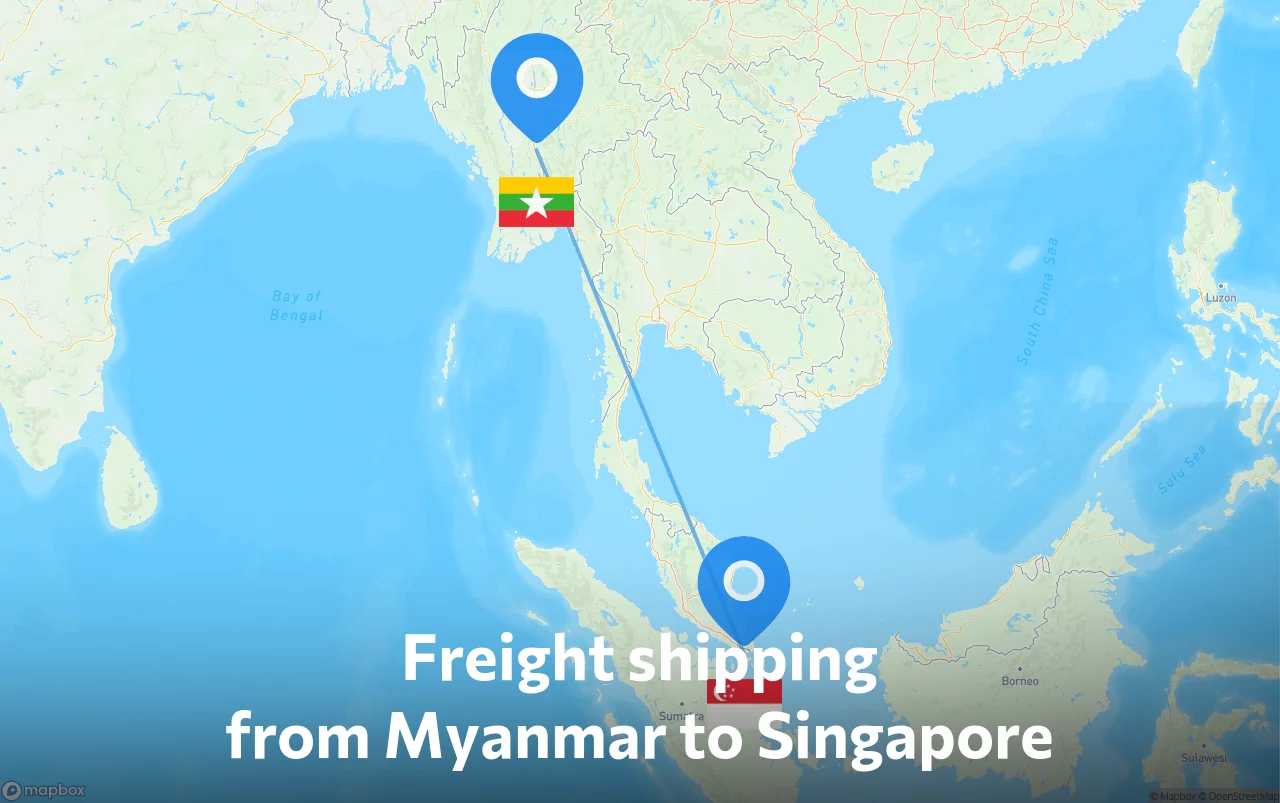 Shipping route from Myanmar to Singapore