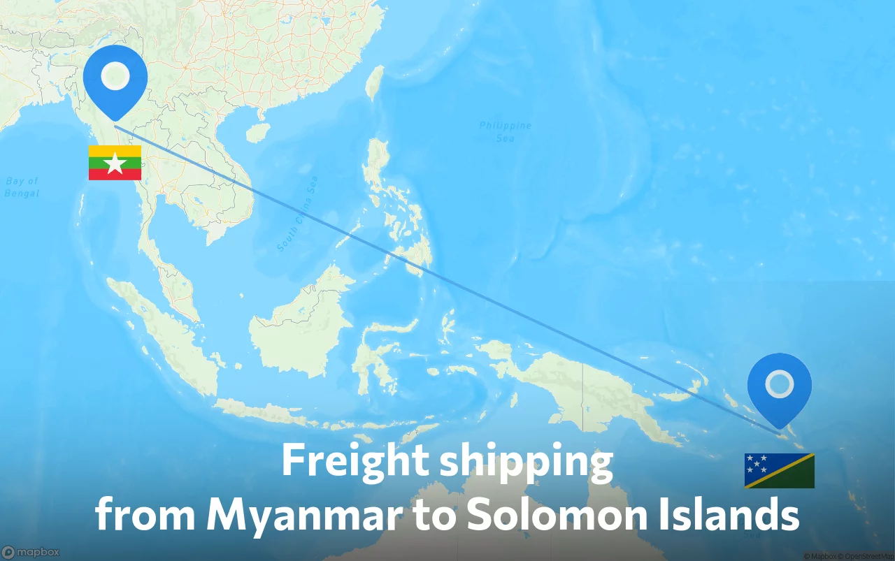Shipping route from Myanmar to Solomon Islands