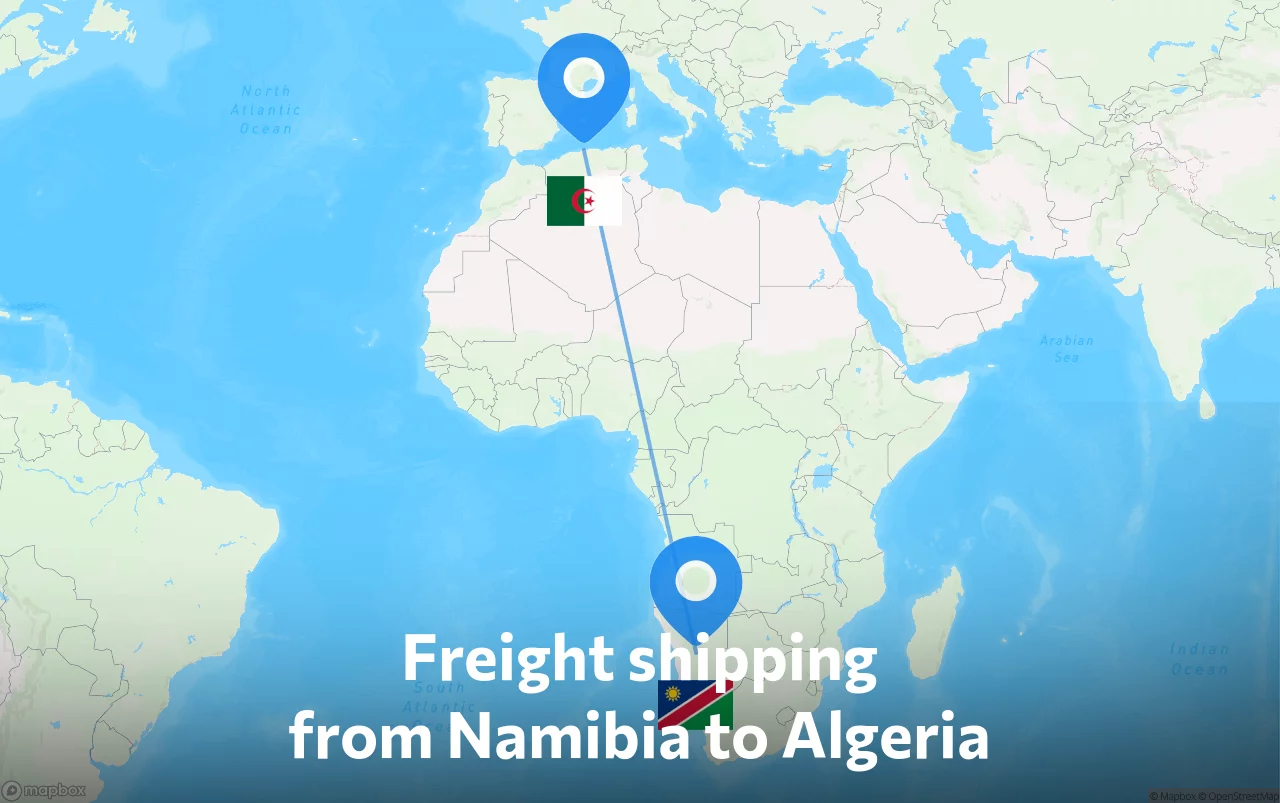 Shipping route from Namibia to Algeria