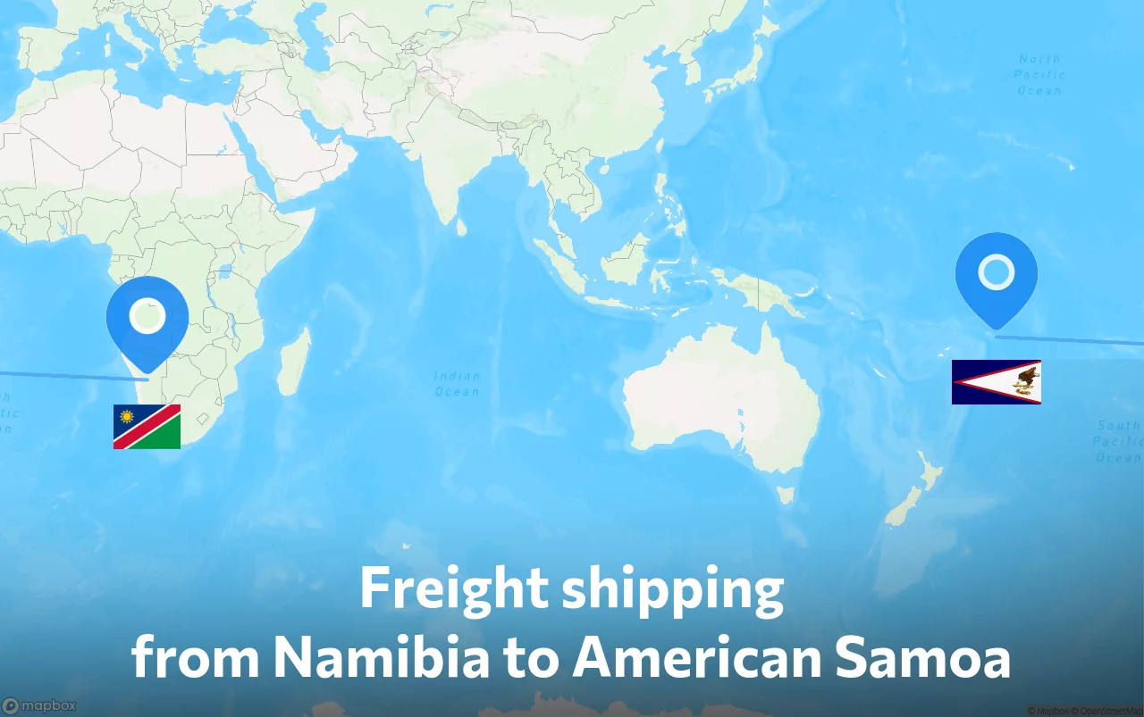 Shipping route from Namibia to American Samoa