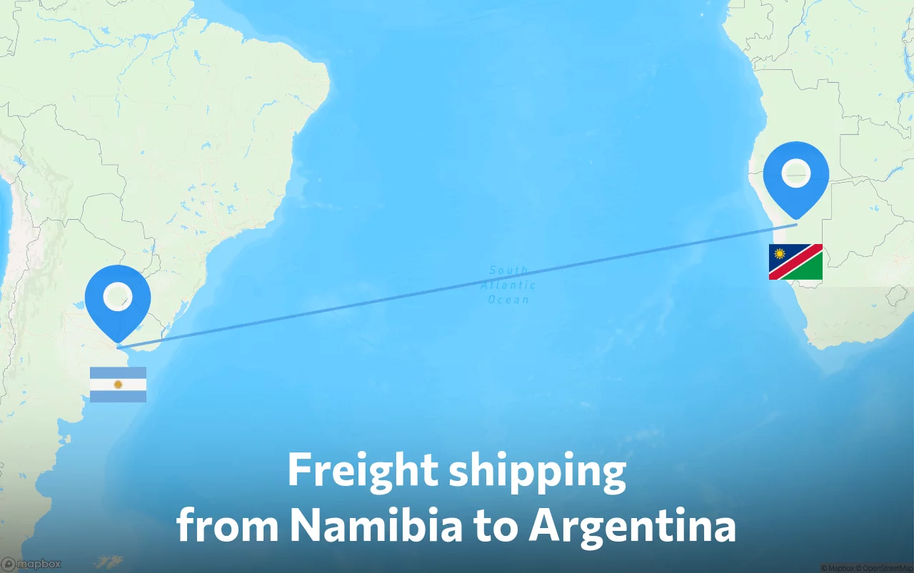 Shipping route from Namibia to Argentina