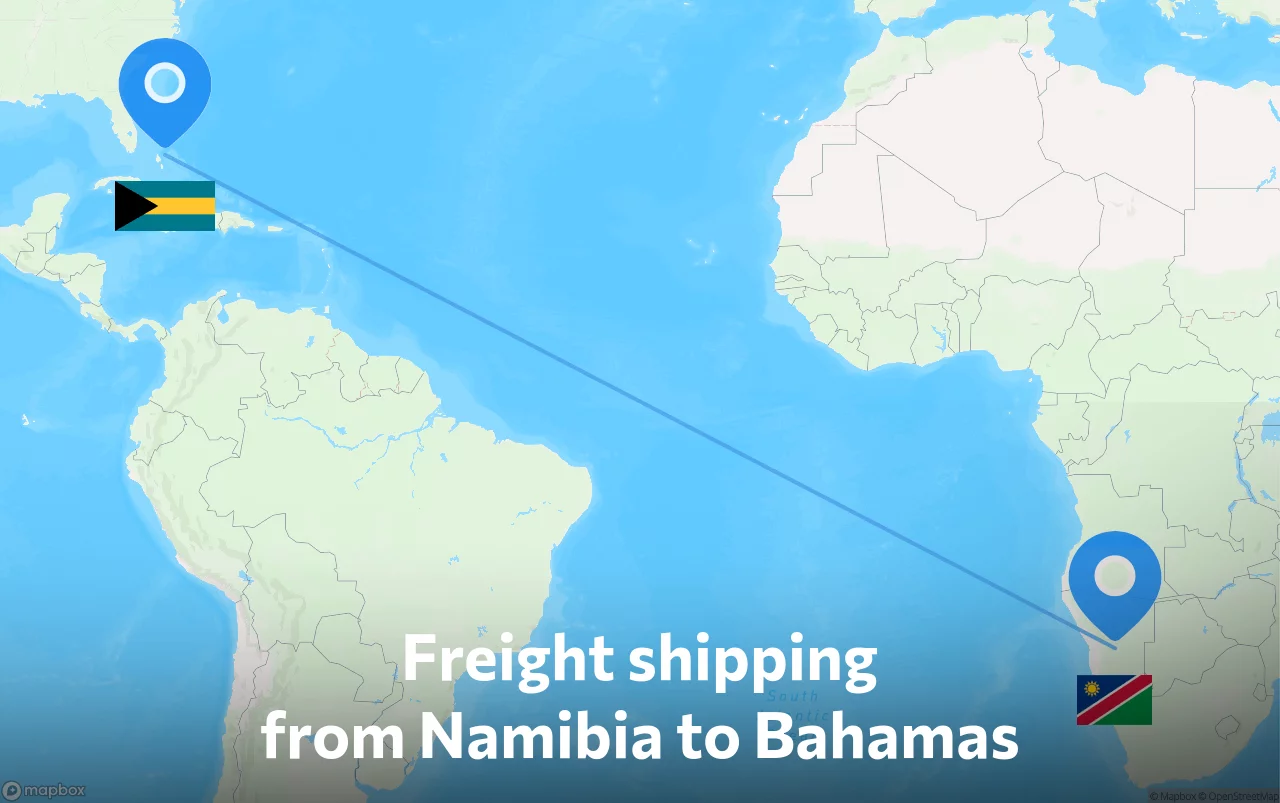 Shipping route from Namibia to Bahamas