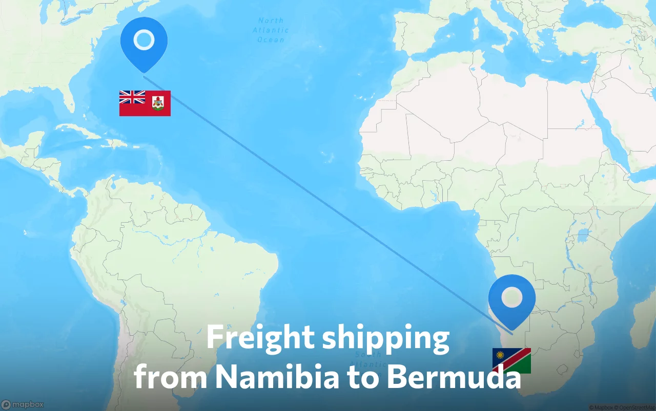 Shipping route from Namibia to Bermuda