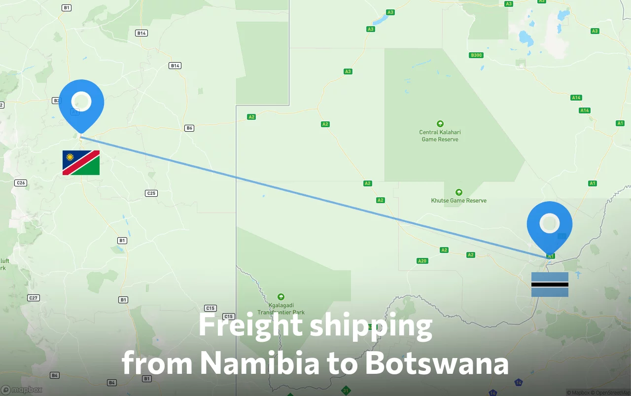 Shipping route from Namibia to Botswana