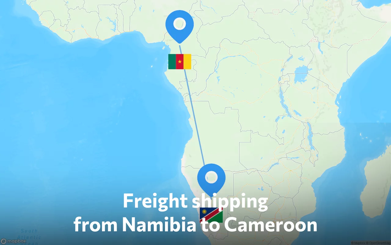 Shipping route from Namibia to Cameroon