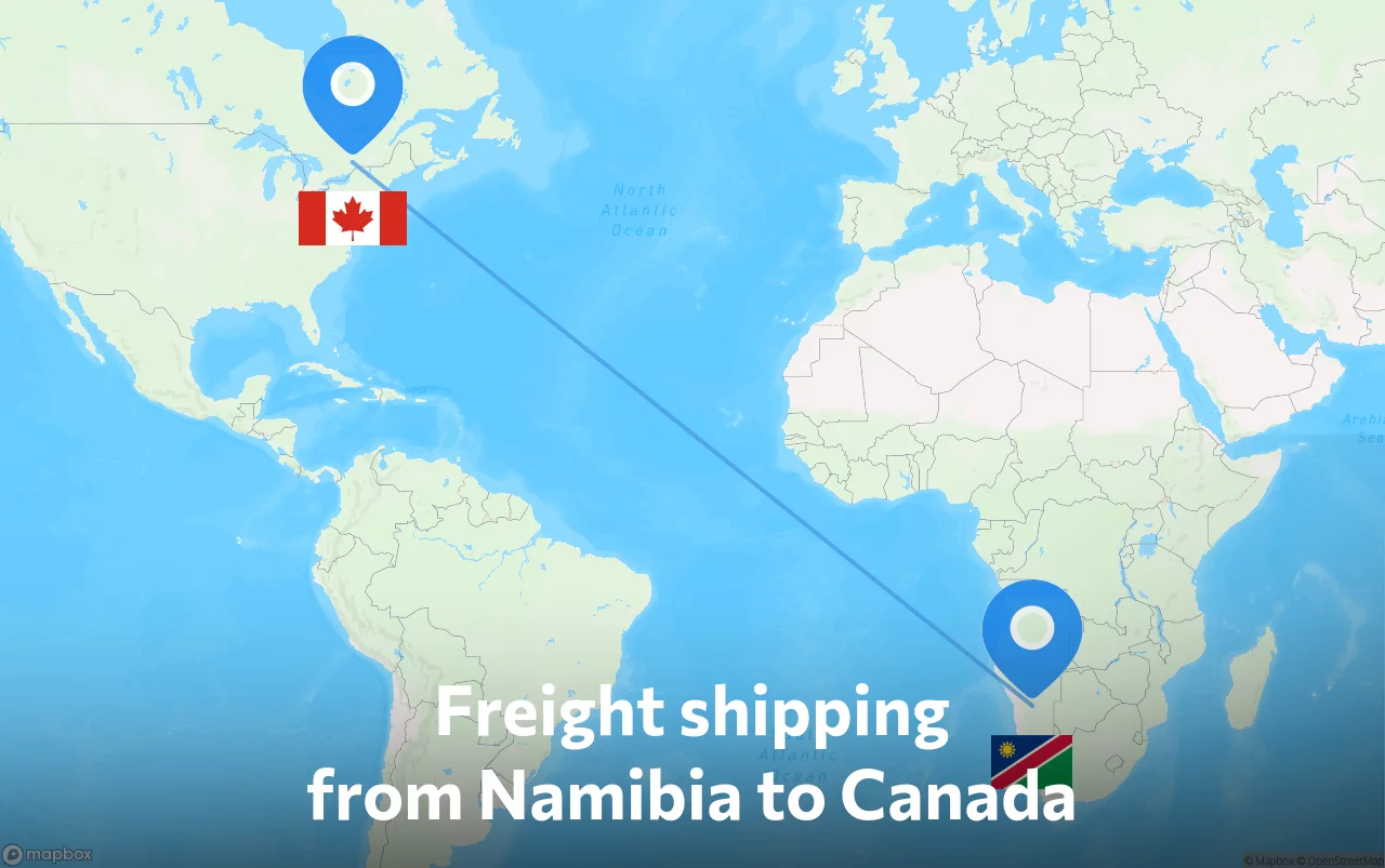 Shipping route from Namibia to Canada