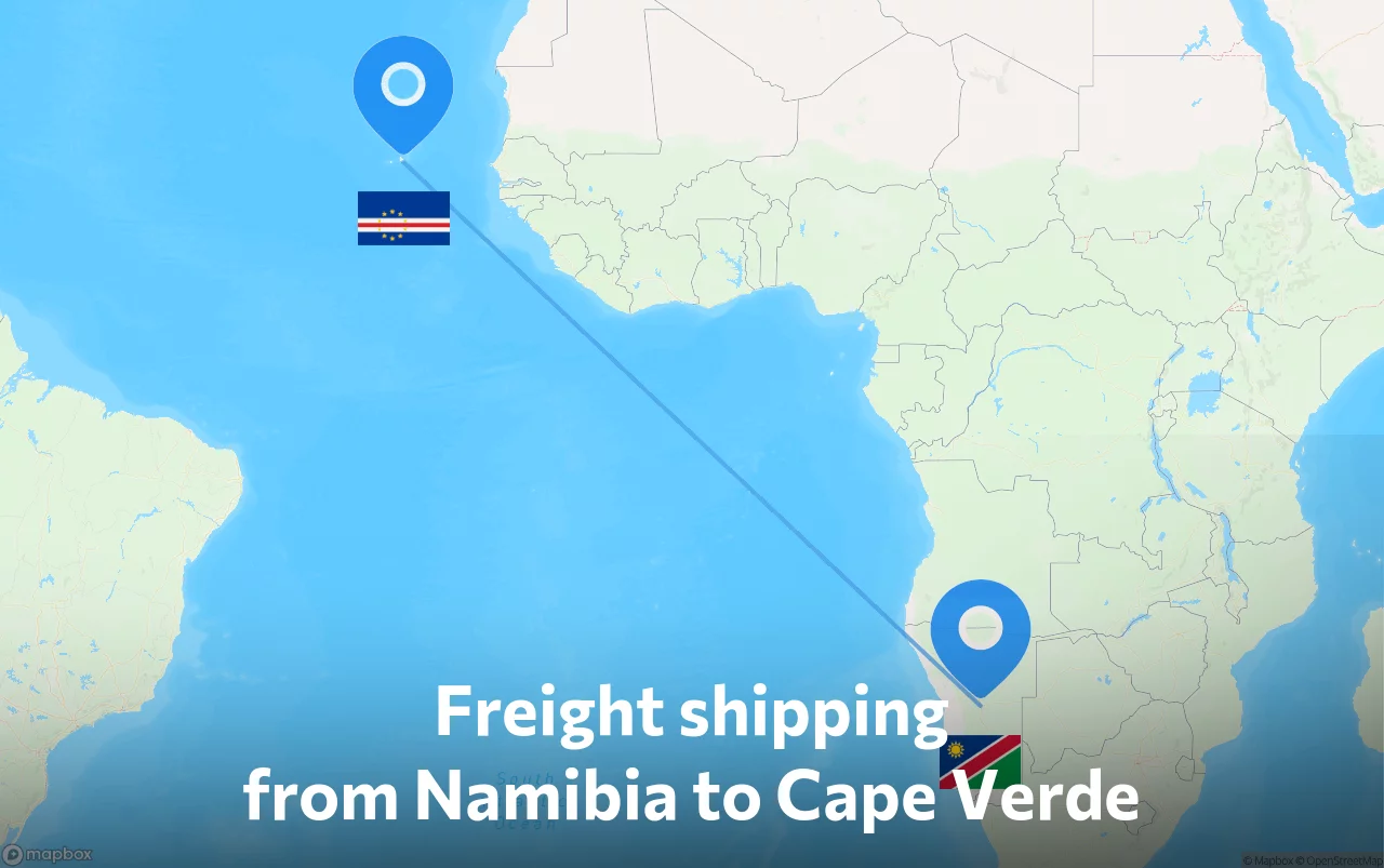 Shipping route from Namibia to Cape Verde