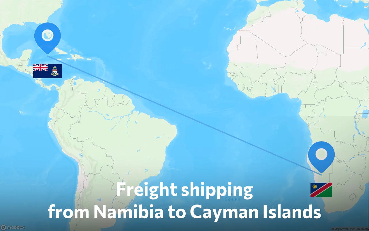 Shipping route from Namibia to Cayman Islands