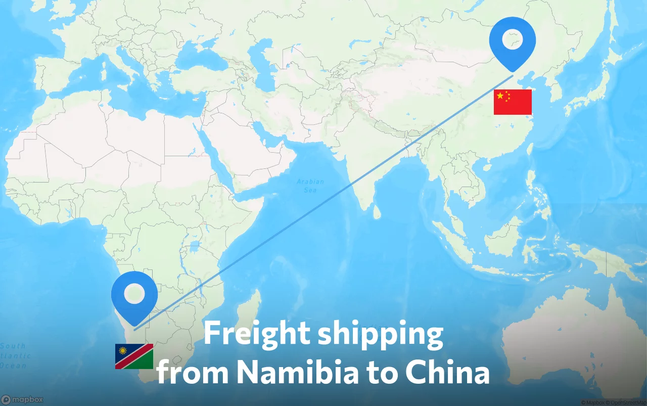 Shipping route from Namibia to China