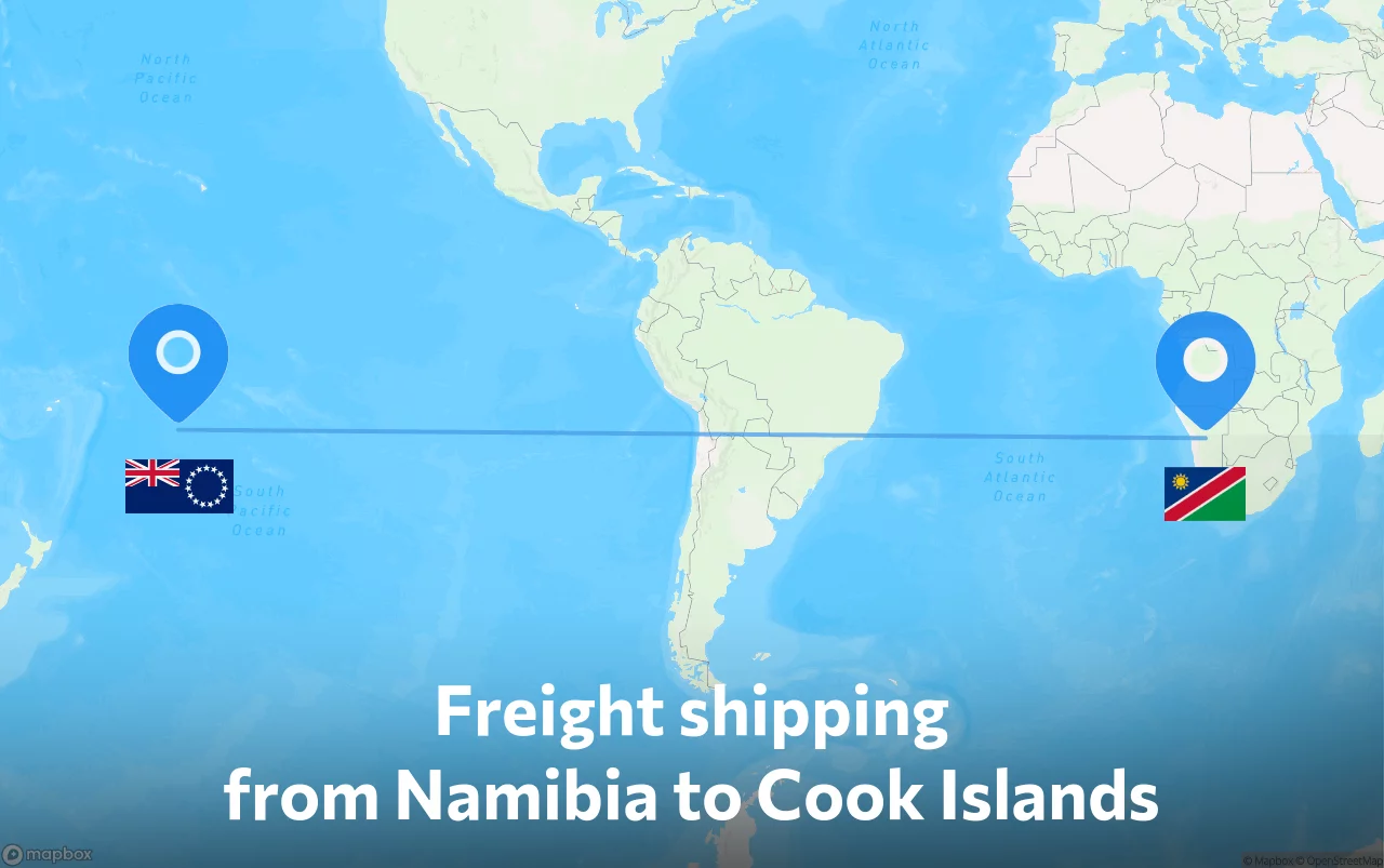 Shipping route from Namibia to Cook Islands