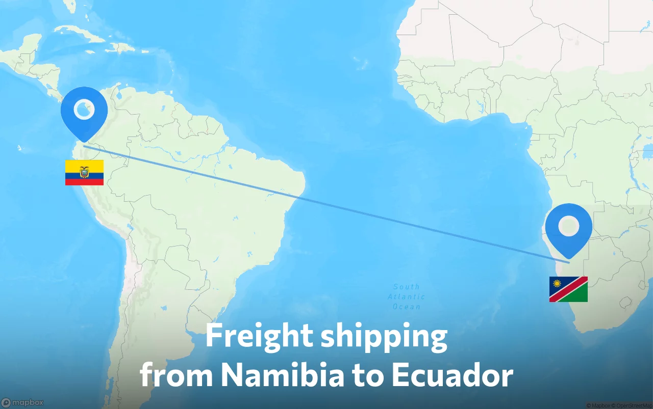 Shipping route from Namibia to Ecuador