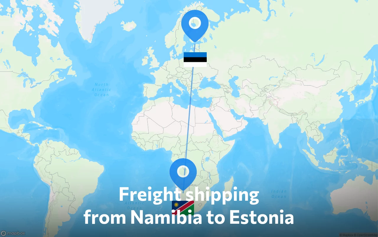 Shipping route from Namibia to Estonia