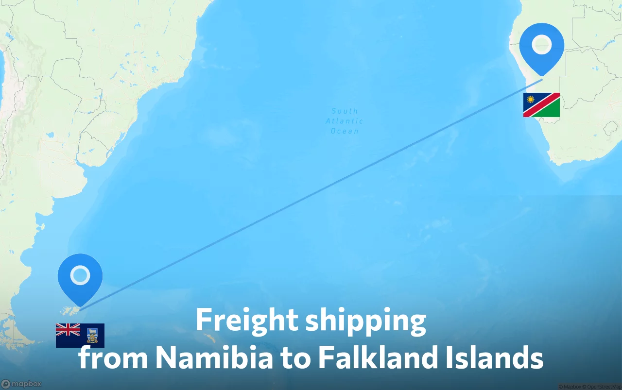 Shipping route from Namibia to Falkland Islands