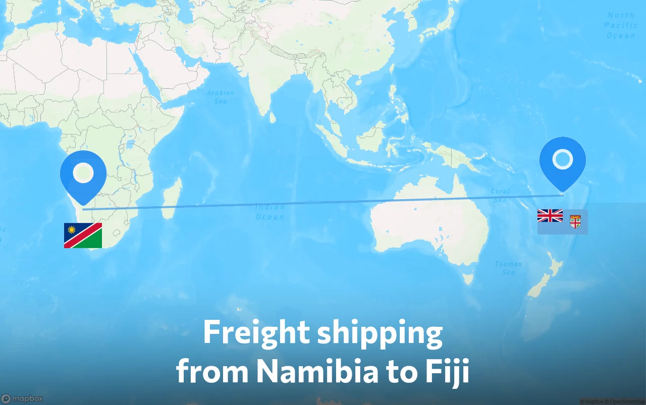 Shipping route from Namibia to Fiji