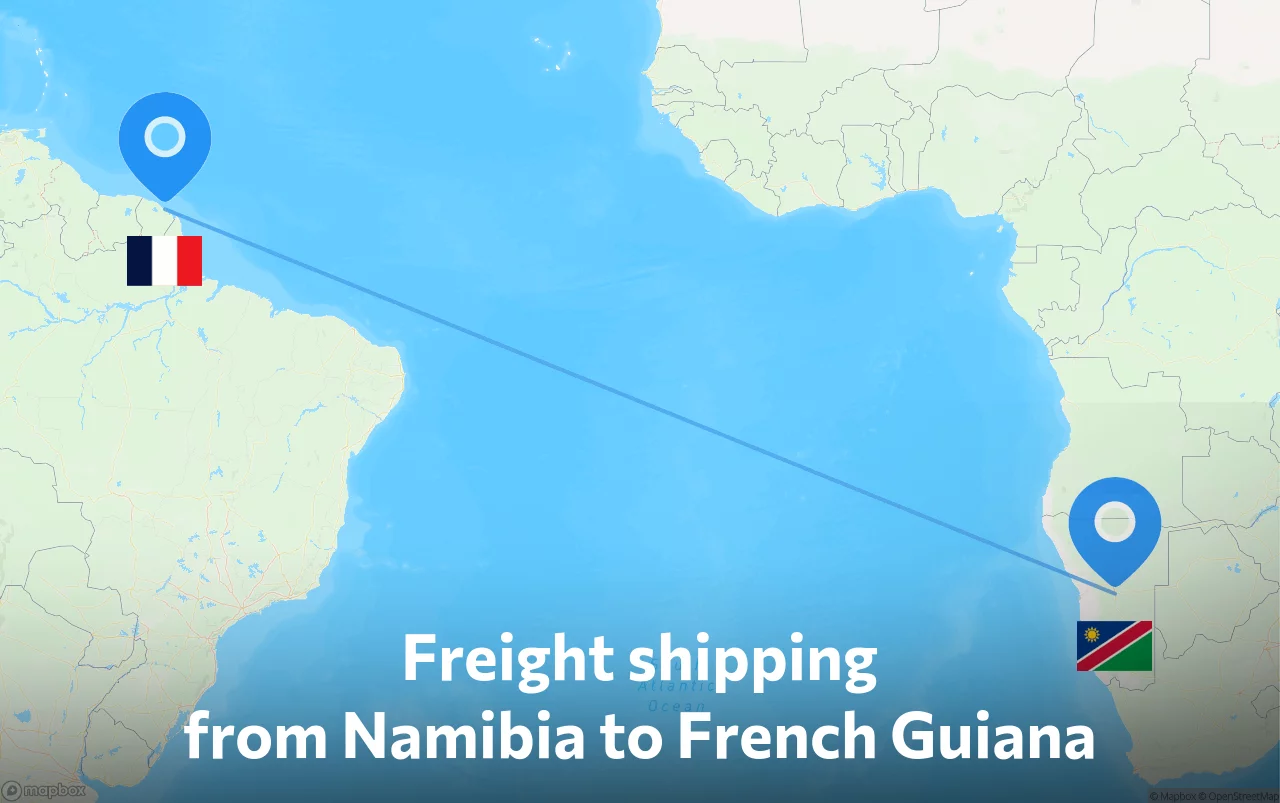 Shipping route from Namibia to French Guiana