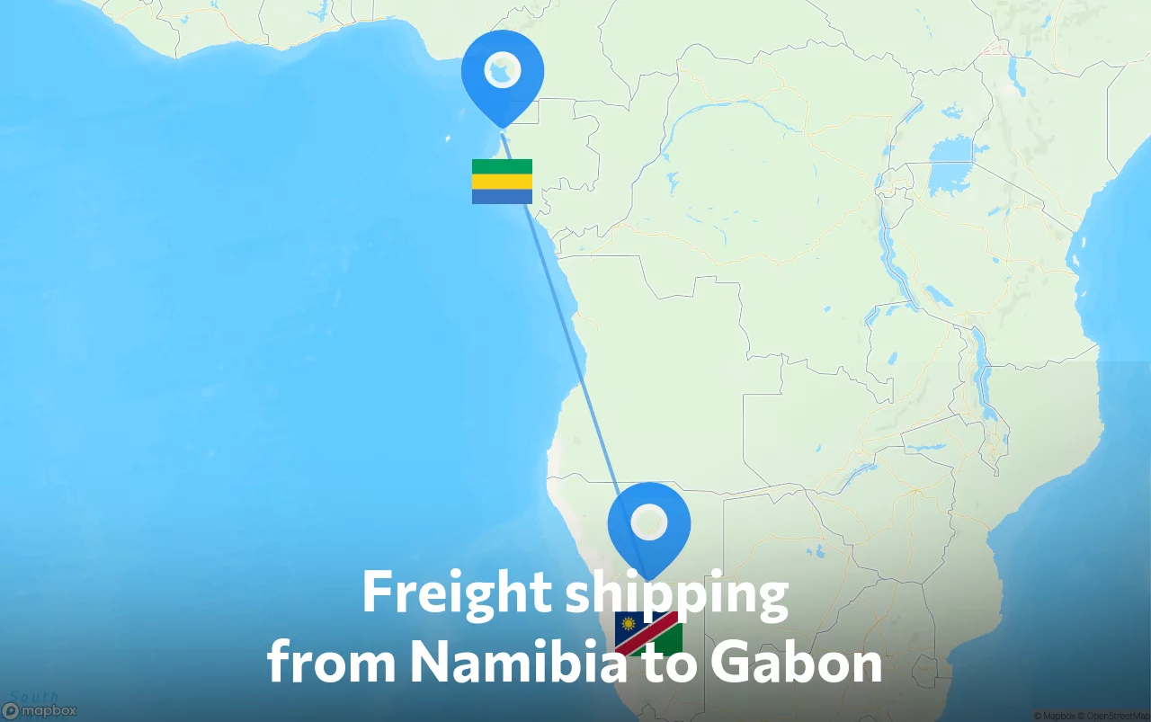 Shipping route from Namibia to Gabon