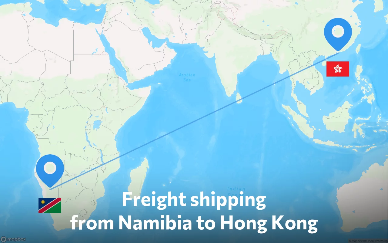 Shipping route from Namibia to Hong Kong