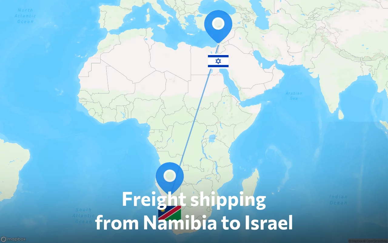 Shipping route from Namibia to Israel
