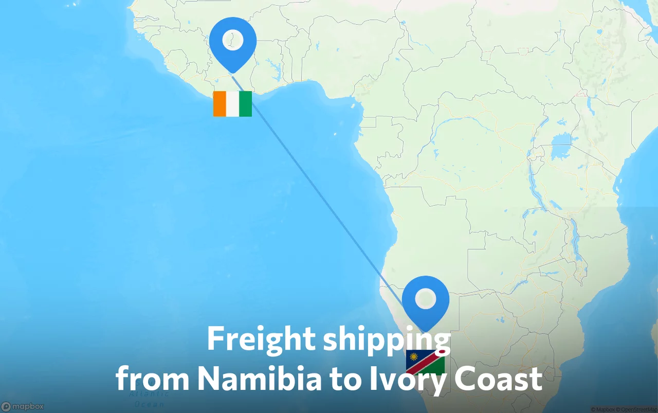 Shipping route from Namibia to Ivory Coast