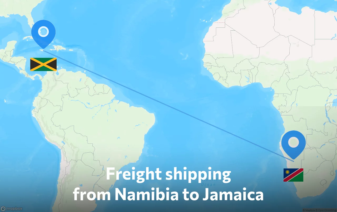 Shipping route from Namibia to Jamaica