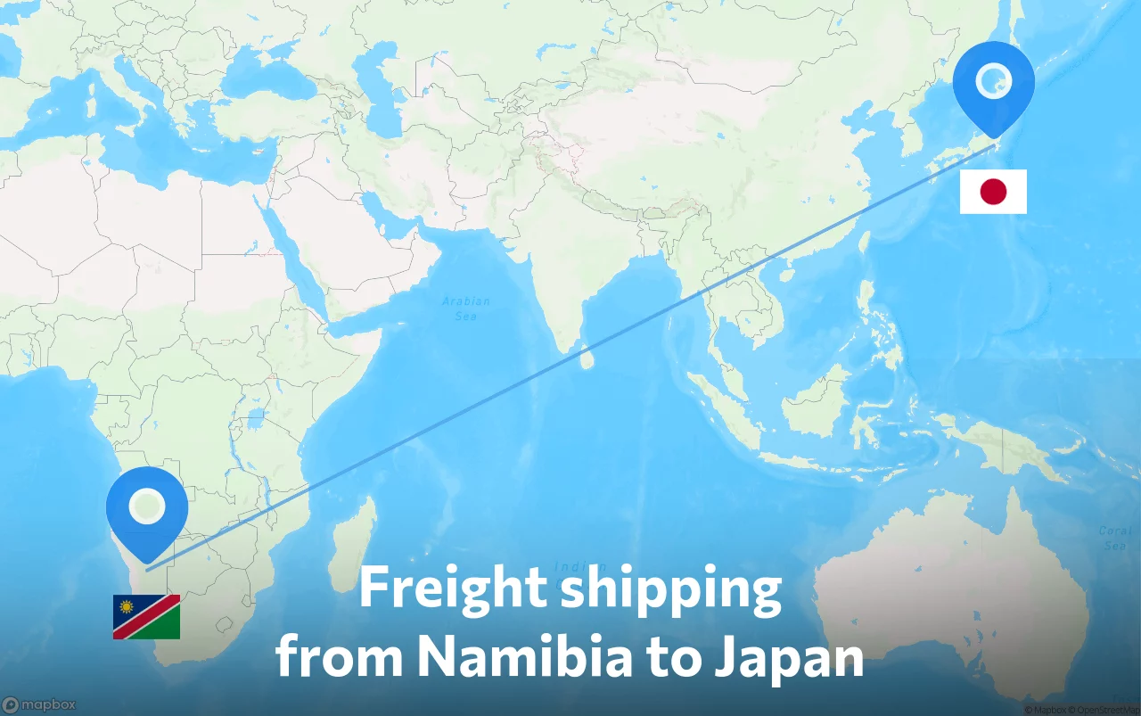 Shipping route from Namibia to Japan