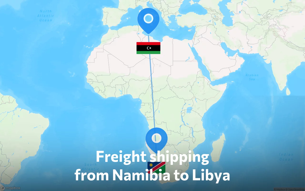 Shipping route from Namibia to Libya