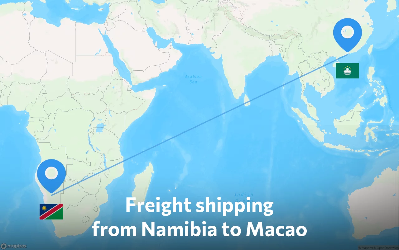 Shipping route from Namibia to Macao