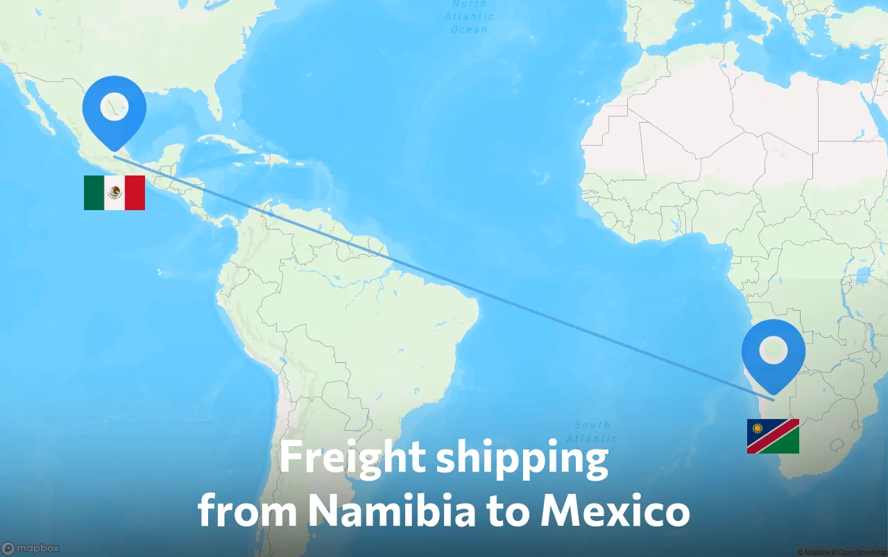 Shipping route from Namibia to Mexico