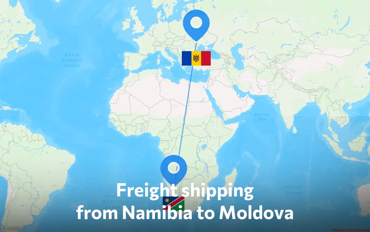 Shipping route from Namibia to Moldova