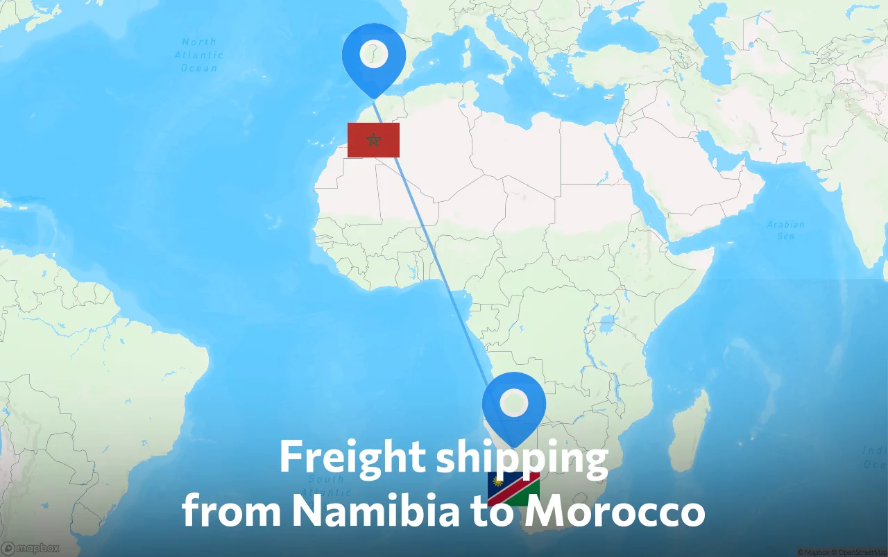 Shipping route from Namibia to Morocco