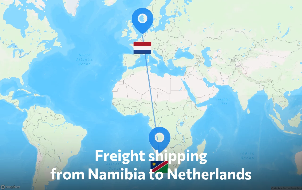 Shipping route from Namibia to Netherlands