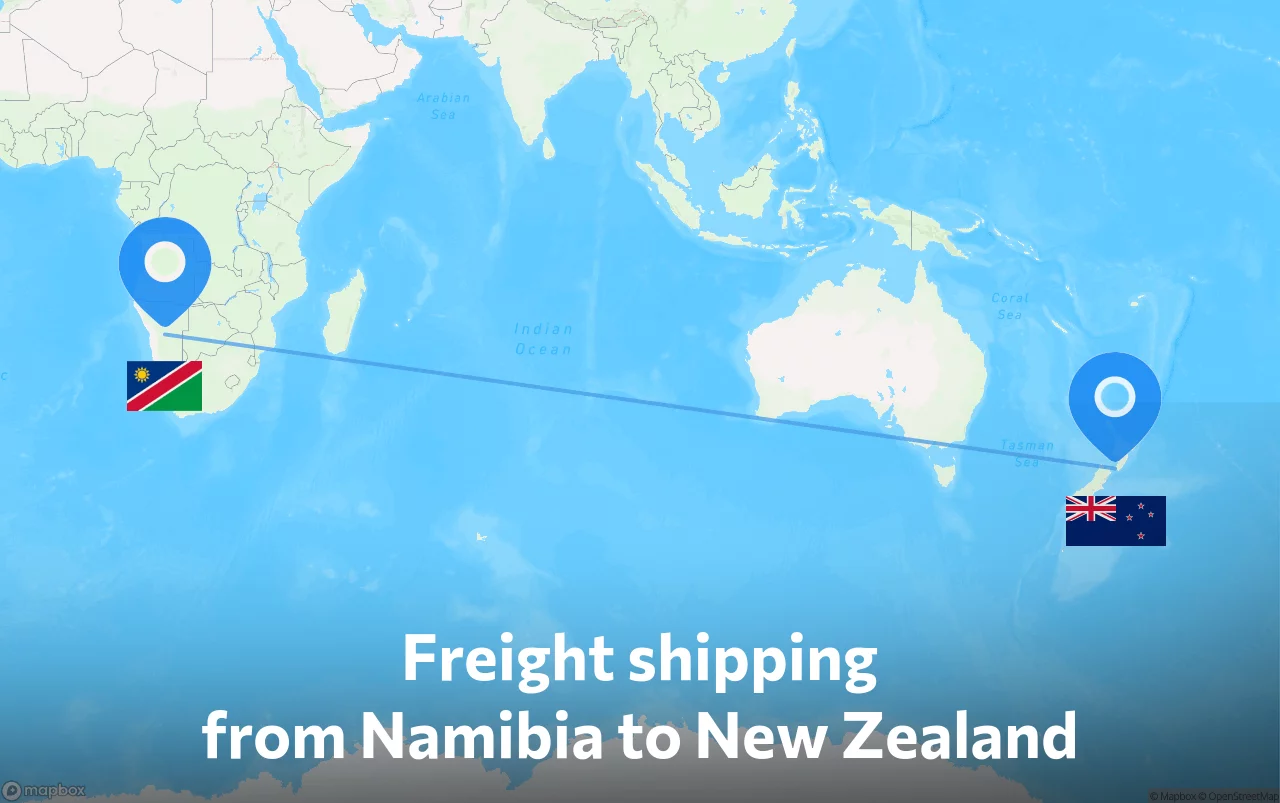 Shipping route from Namibia to New Zealand