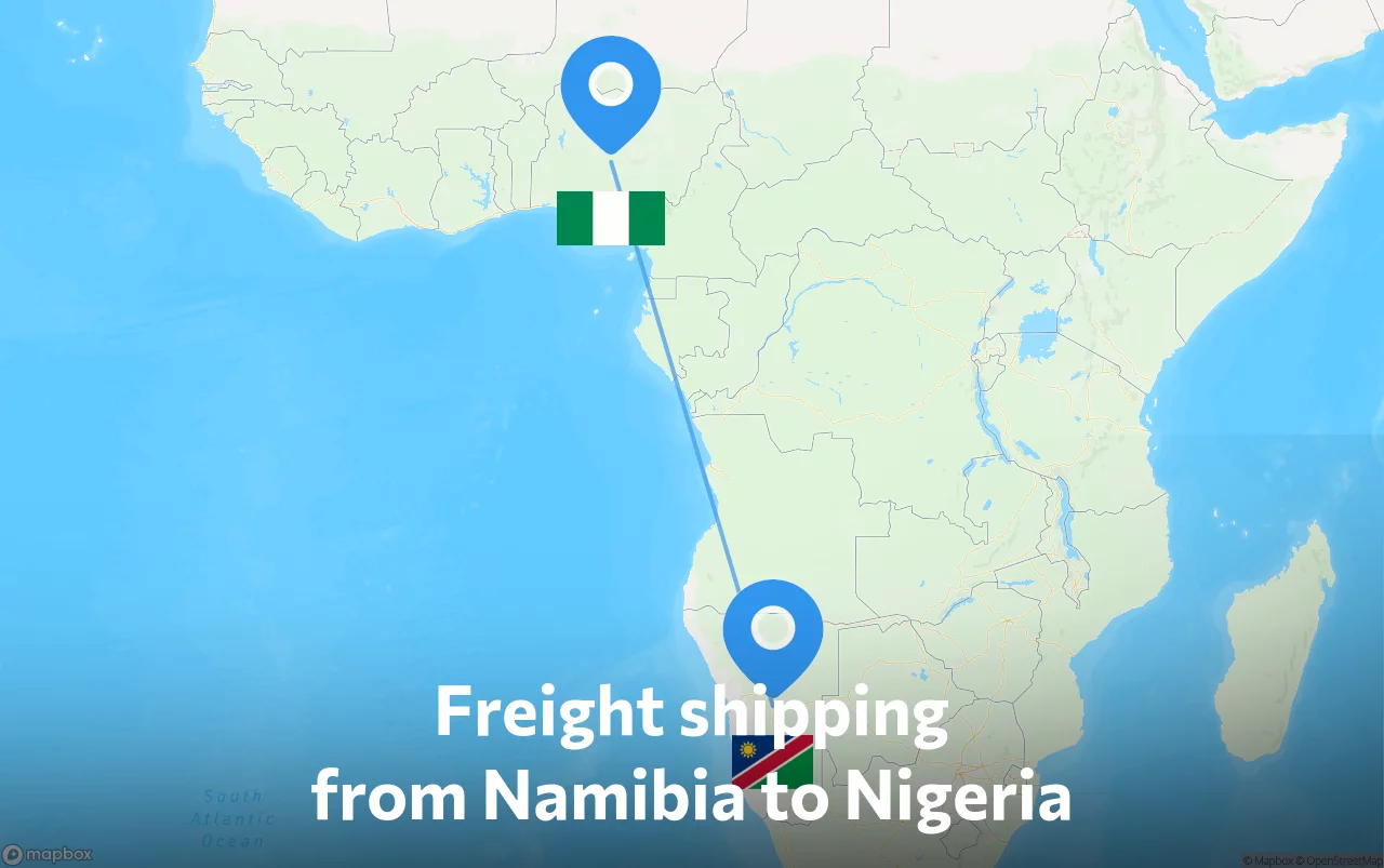 Shipping route from Namibia to Nigeria