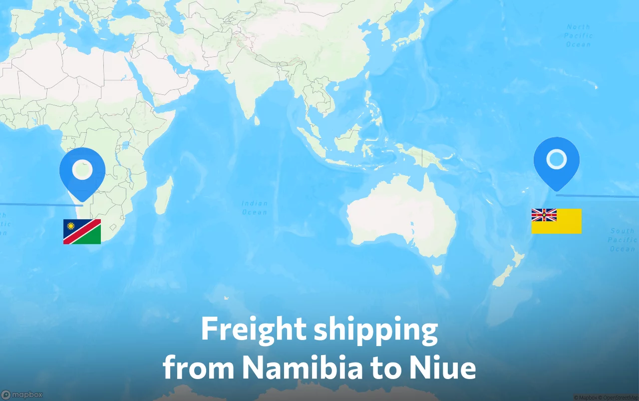 Shipping route from Namibia to Niue
