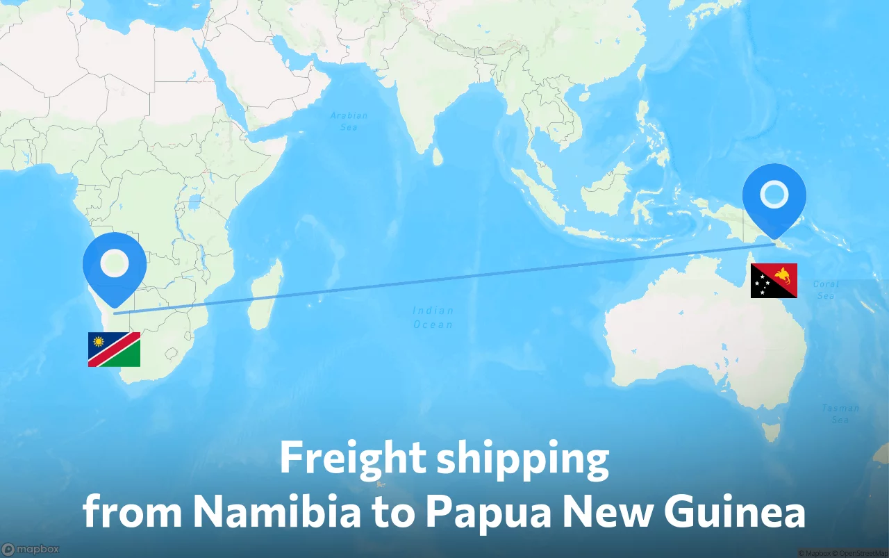Shipping route from Namibia to Papua New Guinea